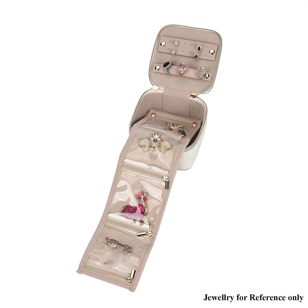 Velvet Jewellery Organiser (Size 12x12x7 cm) - Cream