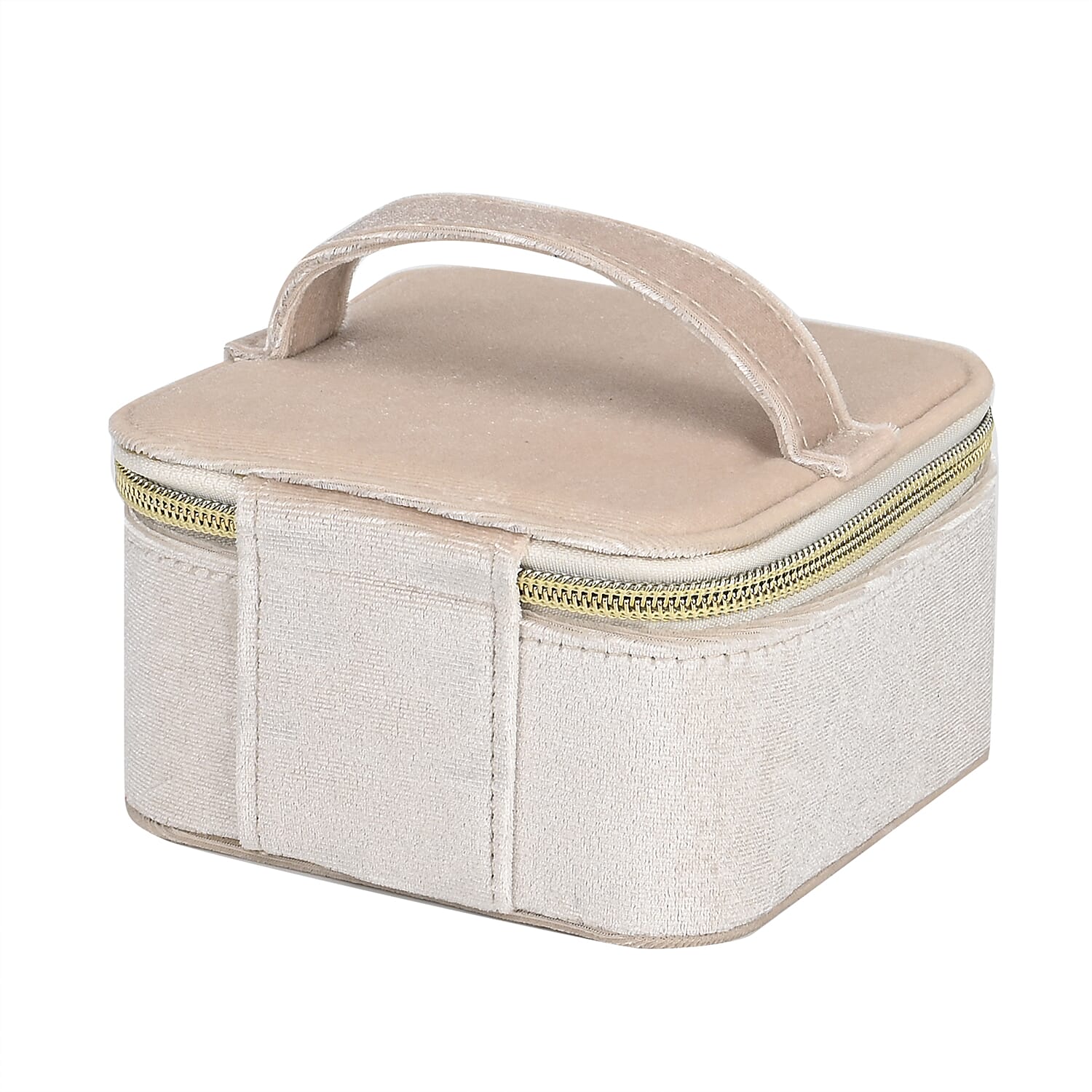 Velvet Jewellery Organiser (Size 12x12x7 cm) - Cream