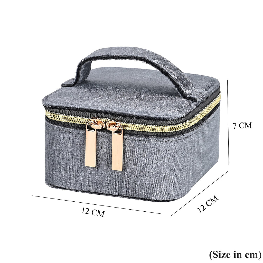 Velvet Jewellery Organiser (Size 12x12x7 cm) - Grey