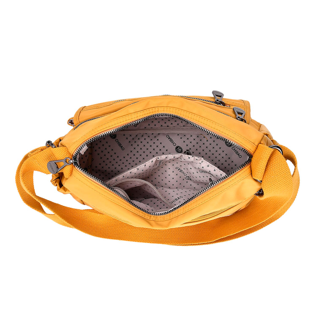 Versatile Messenger Crossbody Bag with Adjustable Strap - Yellow