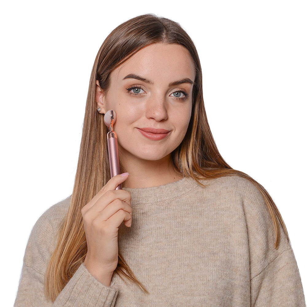 Vibrating Roller - Rose Quartz (AA Battery not included)