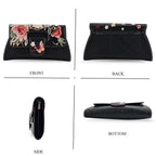 Vintage Chinese Hand Embroidered Crossbody Bag - Black