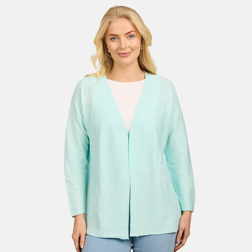 Mudflower Star & Ottoman Print Cardigan (Size 10) - Light Turquoise
