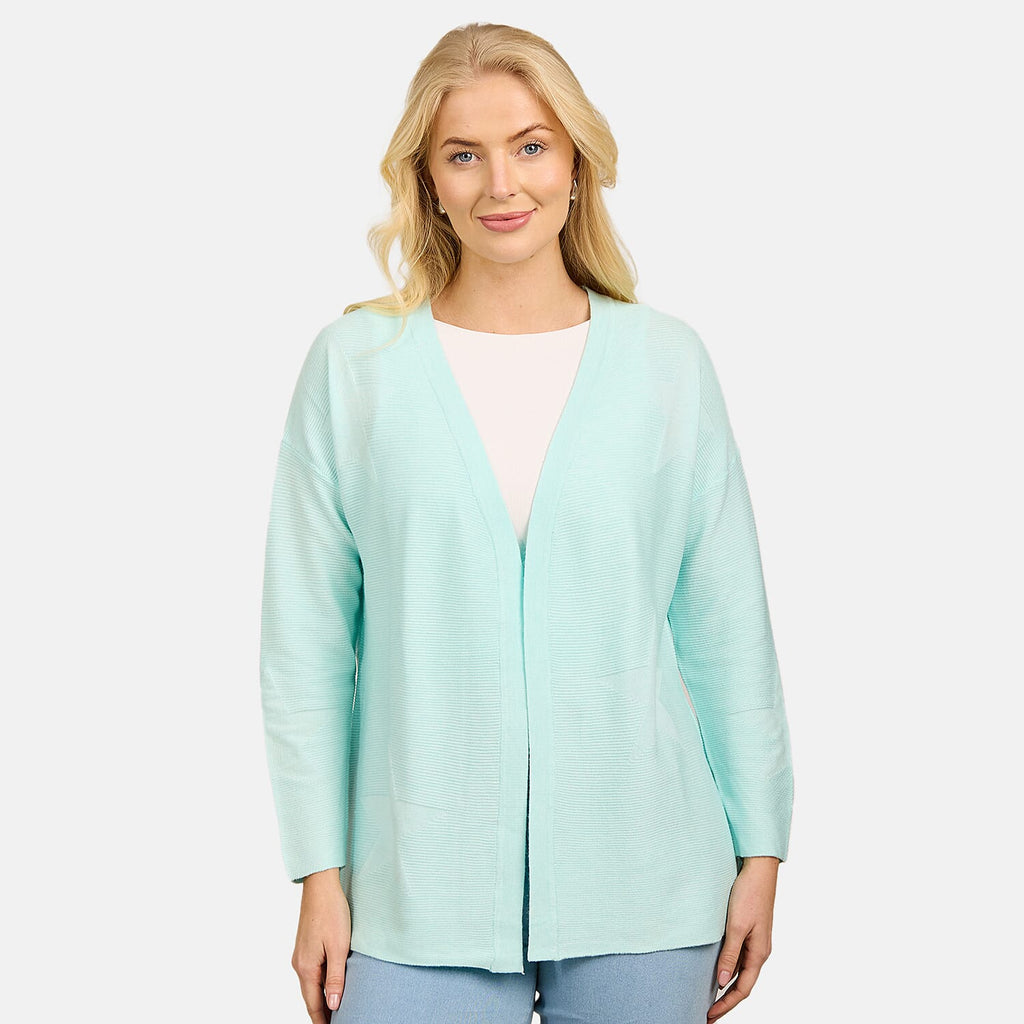 Mudflower Star & Ottoman Print Cardigan (Size 10) - Light Turquoise