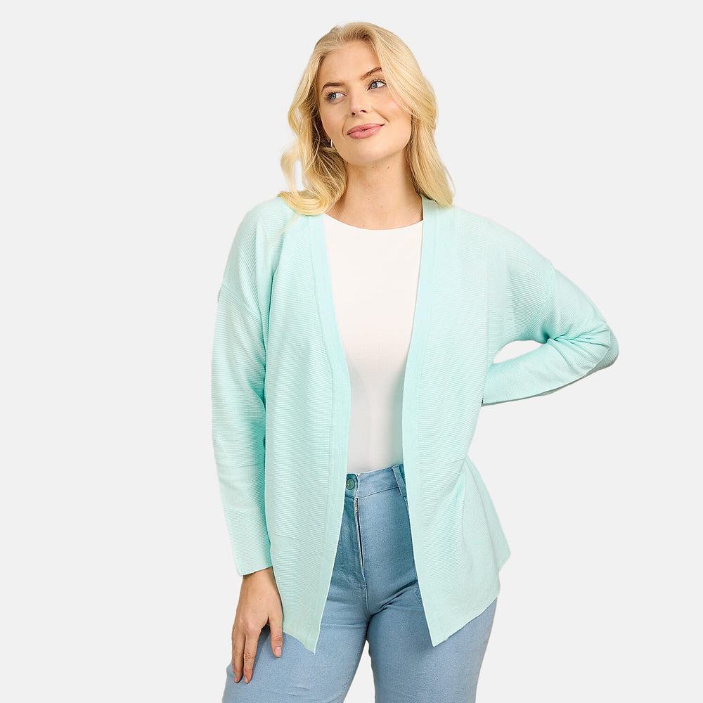 Mudflower Star & Ottoman Print Cardigan (Size 10) - Light Turquoise