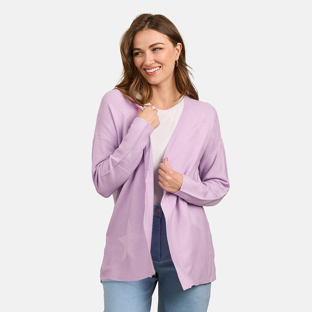 Mudflower Star & Ottoman Print Cardigan (Size 16) - Orchid
