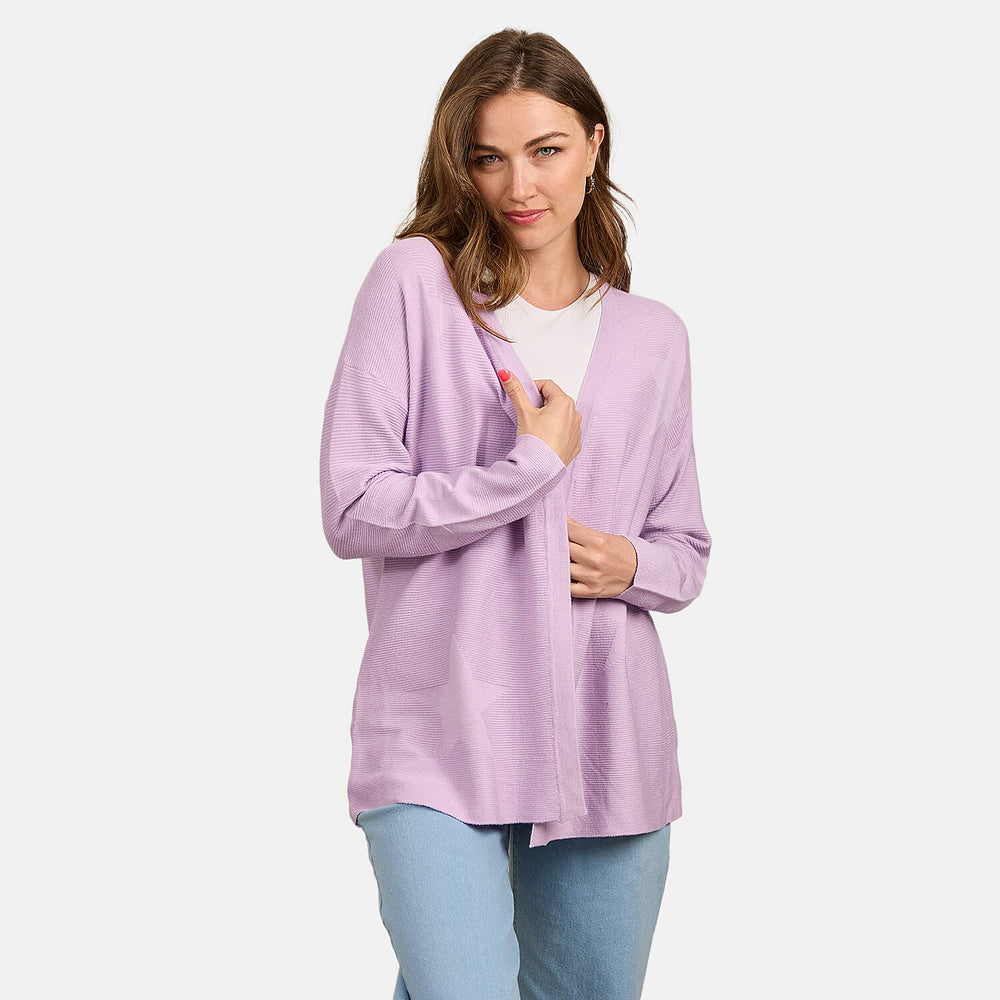 Mudflower Star & Ottoman Print Cardigan (Size 16) - Orchid