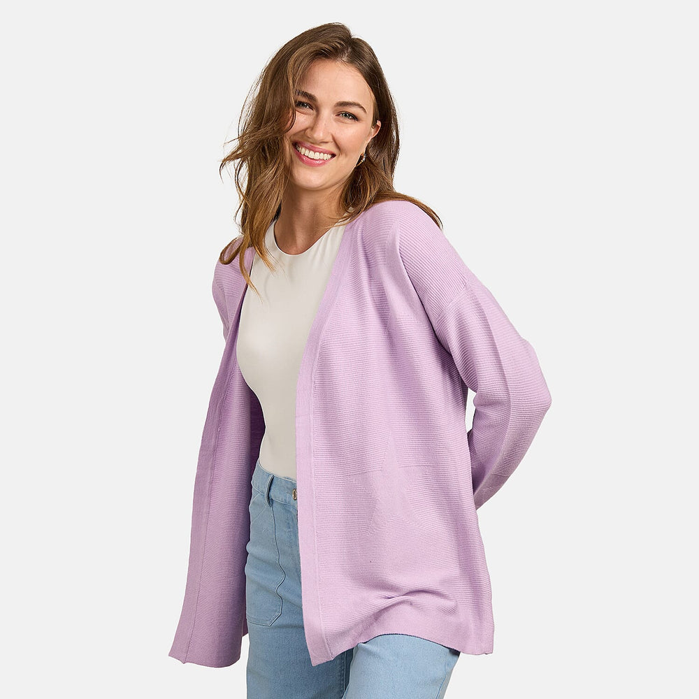 Mudflower Star & Ottoman Print Cardigan (Size 16) - Orchid