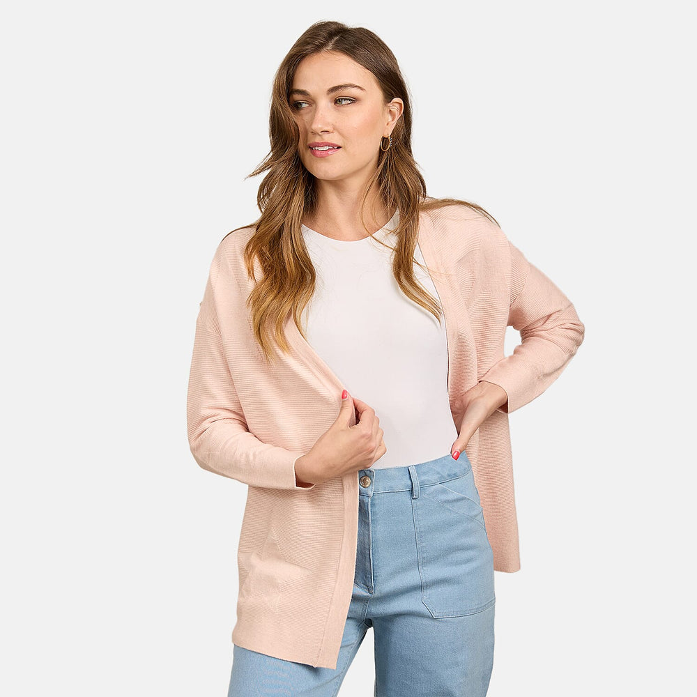 Mudflower Star & Ottoman Print Cardigan (Size 10) - Peach
