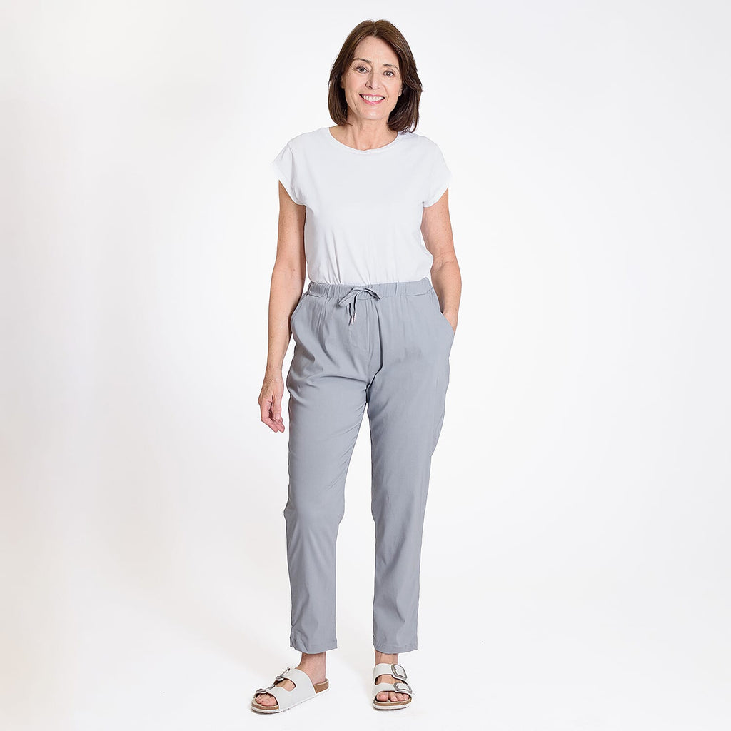 Ladies Elastic Waist Trouser (Size 10) - Light Grey