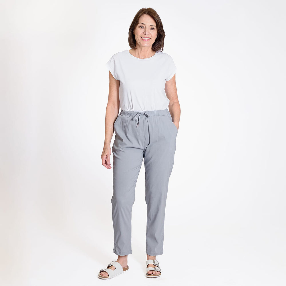 Ladies Elastic Waist Trouser (Size 12) - Light Grey