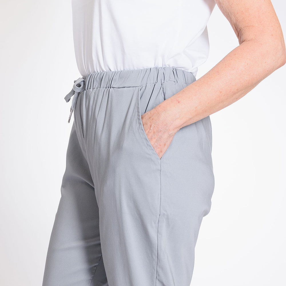 Ladies Elastic Waist Trouser (Size 12) - Light Grey