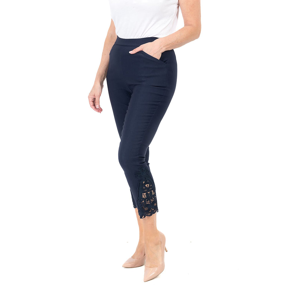 Closeout Deal - Maison Crotchet Bengaline Trouser (Size S) - Navy