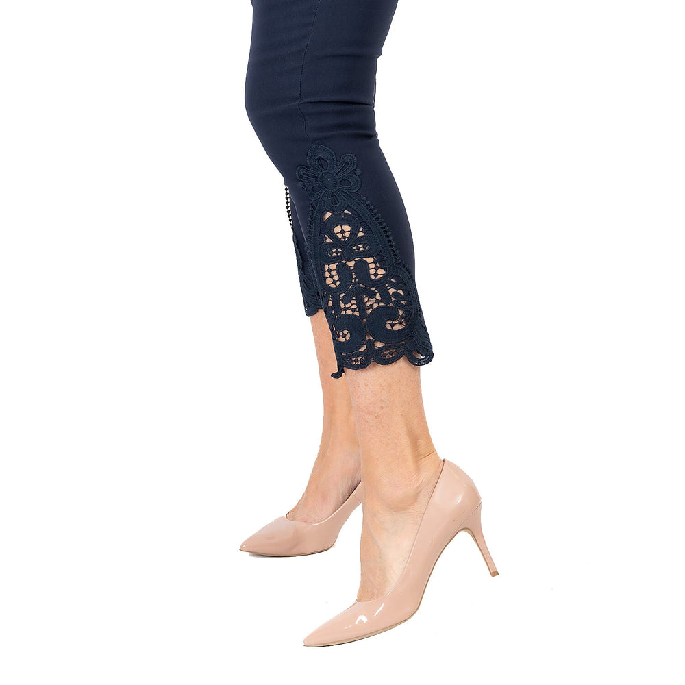 Closeout Deal - Maison Crotchet Bengaline Trouser (Size S) - Navy