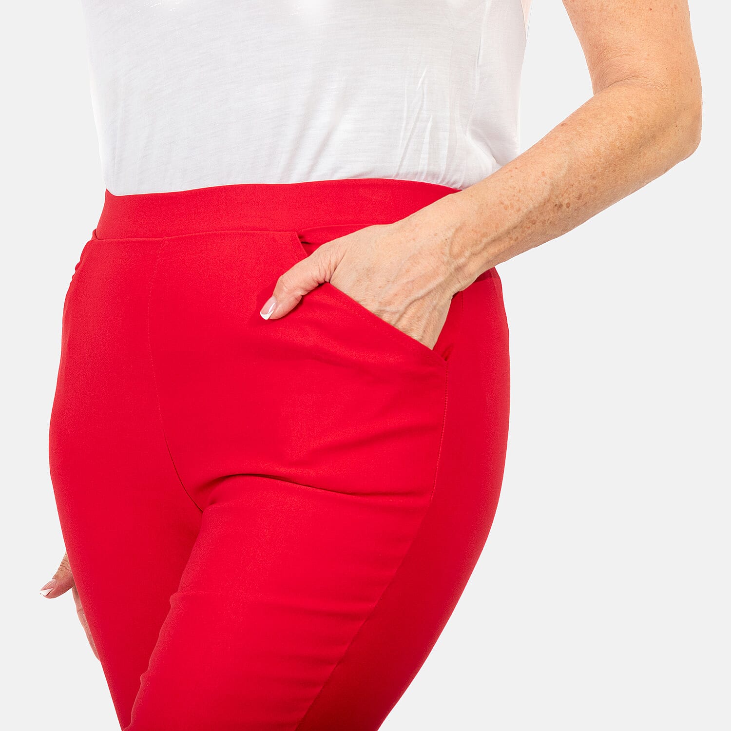 EMELIA Crop Bengaline Trousers (Size L) - Red