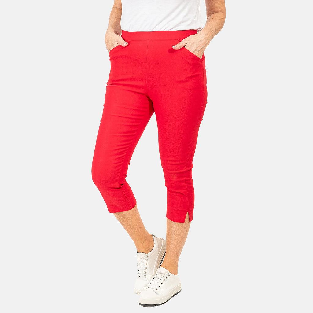 EMELIA Crop Bengaline Trousers (Size S) - Red