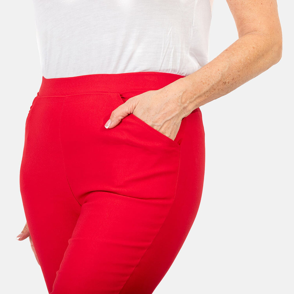 EMELIA Crop Bengaline Trousers (Size S) - Red