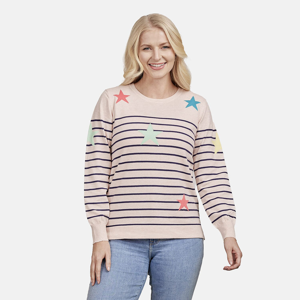 Viscose Jumper  White & Navy
