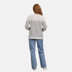 Mudflower Ladies Stars - Stripes Jumper (Size 12) - White - Navy