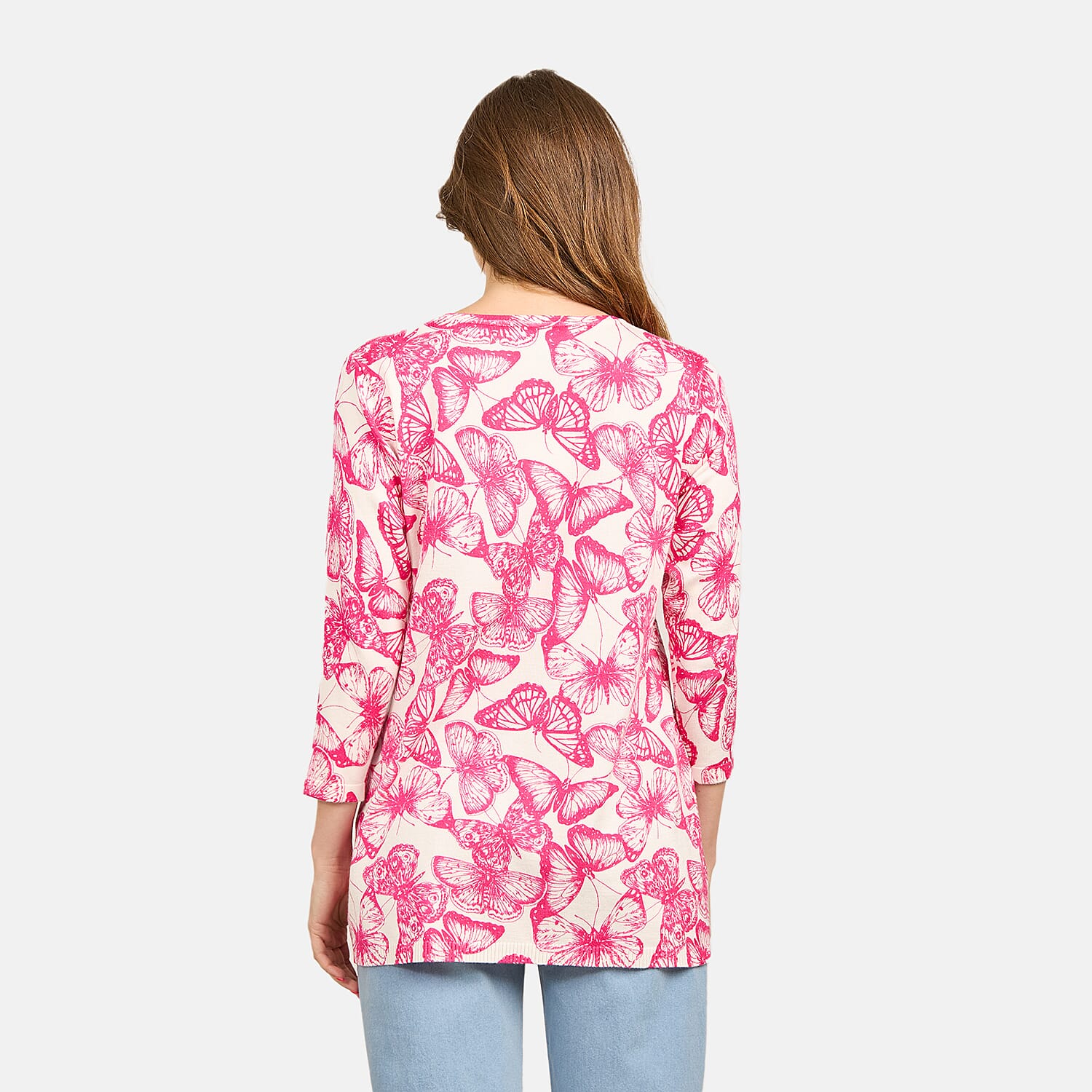 Mudflower Butterfly Print Tunic Jumper (Size 12) - Hot Pink