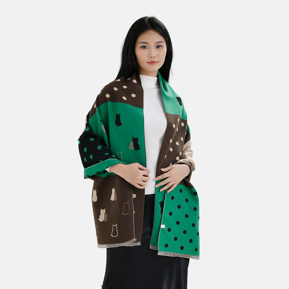 Closeout Deal Patchwork Pattern Super Soft Shawl (One Size, 180x67cm) - Green Black - Multi