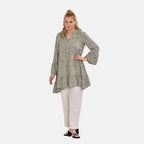 La Marey 100% Viscose Polka Dot Pattern V-Neck Casual Tunic Dress (Size - S-M, 10-14) - Green