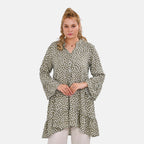 La Marey 100% Viscose Polka Dot Pattern V-Neck Casual Tunic Dress (Size - S-M, 10-14) - Green