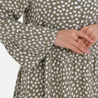 La Marey 100% Viscose Polka Dot Pattern V-Neck Casual Dress (Size -  L-XL, 16-20) - Green