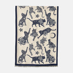 Viscose Printed Shawl (Size 185x65 cm) - Beige Blue & Beige