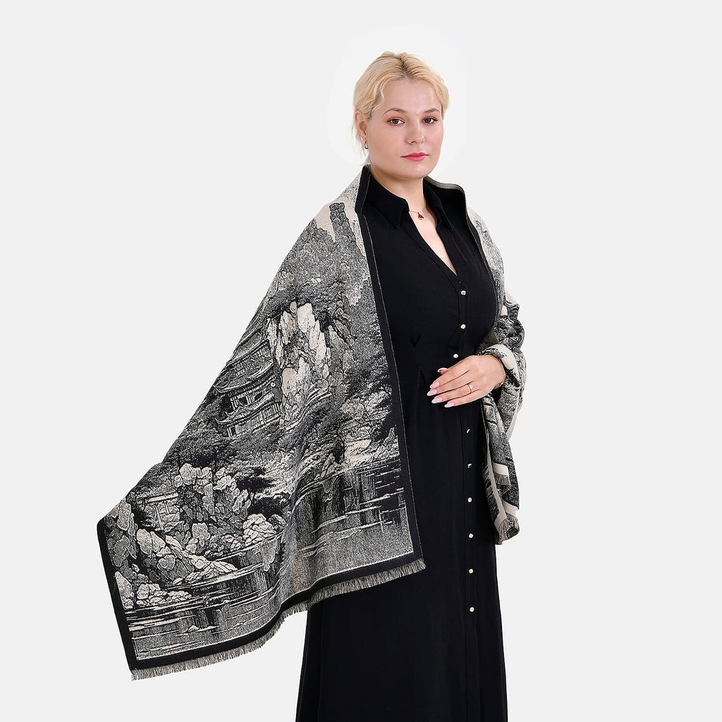 Viscose Printed Shawl (Size 185x65 cm) - Beige