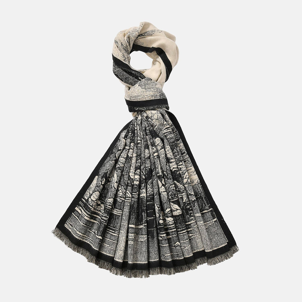 Viscose Printed Shawl (Size 185x65 cm) - Beige