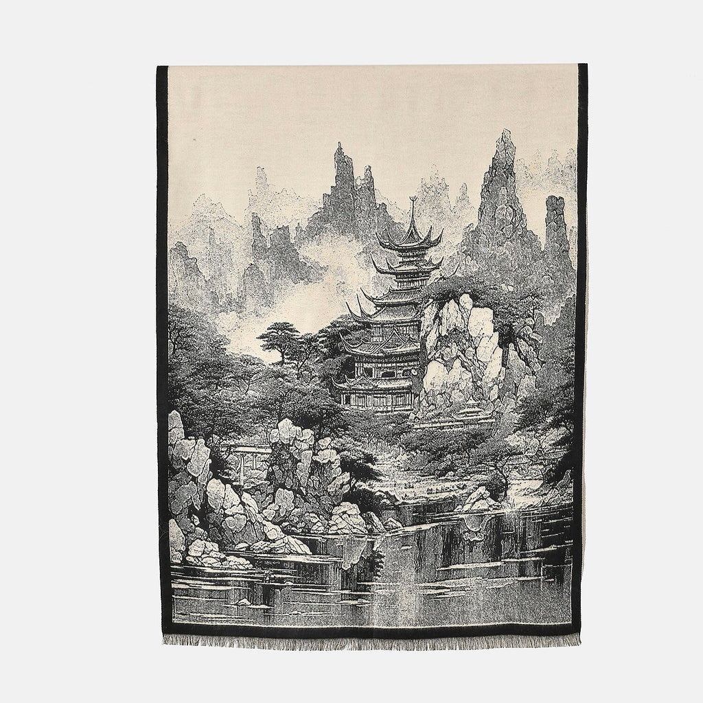 Viscose Printed Shawl (Size 185x65 cm) - Beige