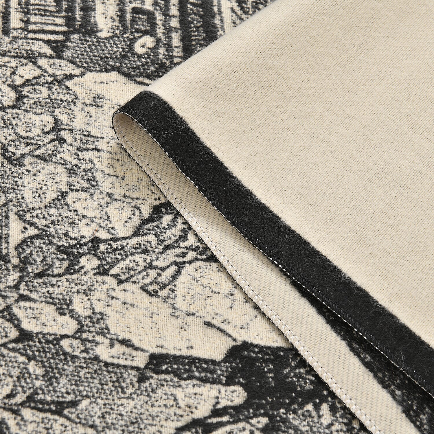 Viscose Printed Shawl (Size 185x65 cm) - Beige
