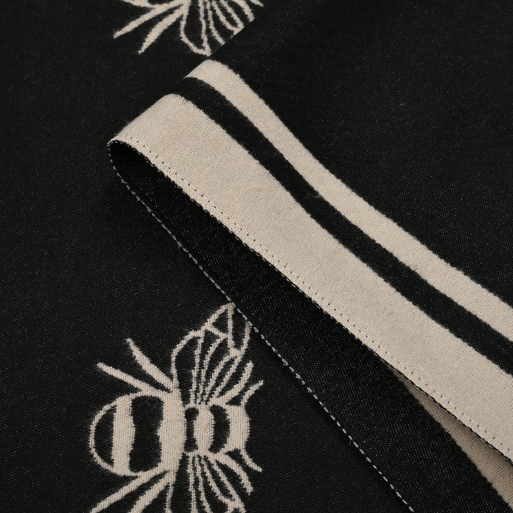Closeout Deal Honeybee Pattern Super Soft Shawl (One Size, 180x67 cm) - Black