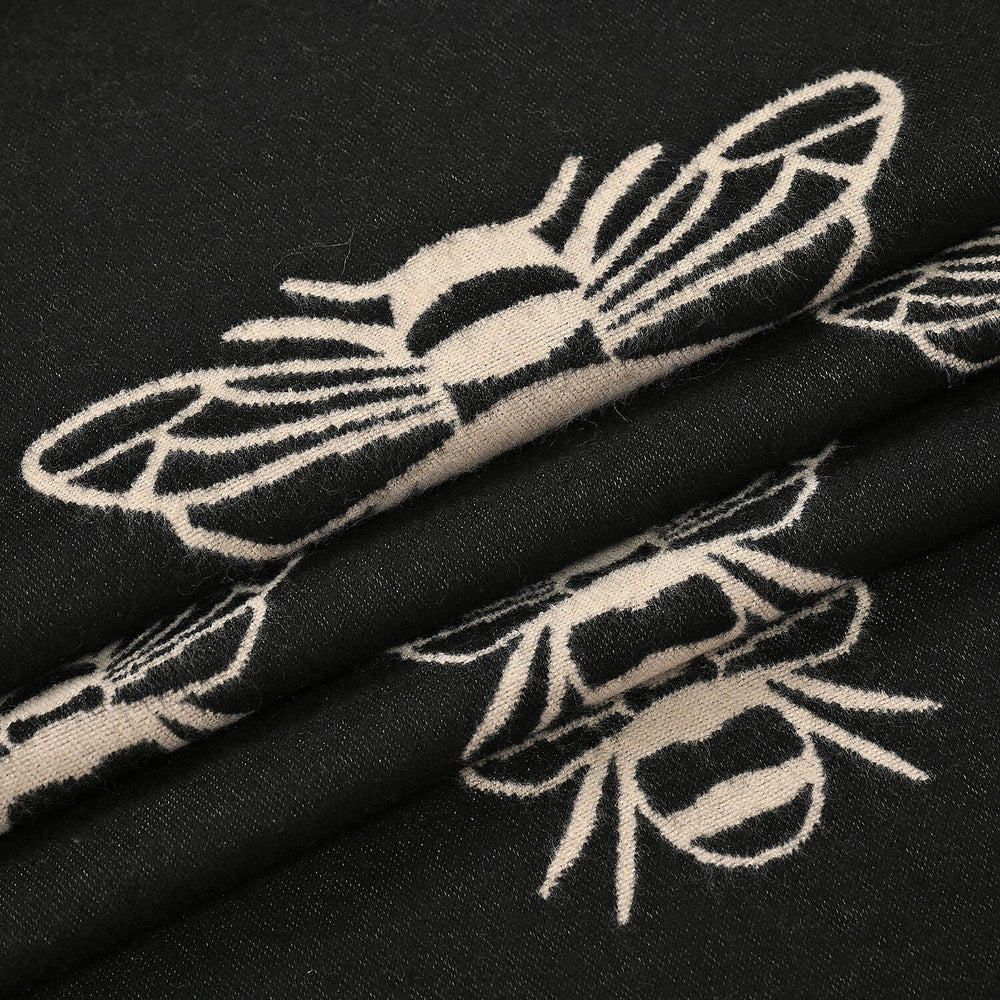Closeout Deal Honeybee Pattern Super Soft Shawl (One Size, 180x67 cm) - Black
