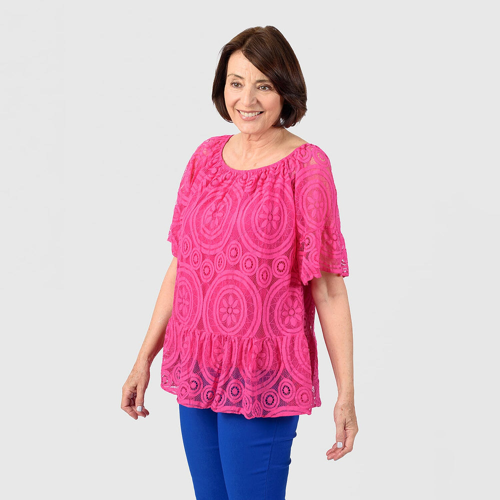 Mudflower Lace Top (One Size) - Pink