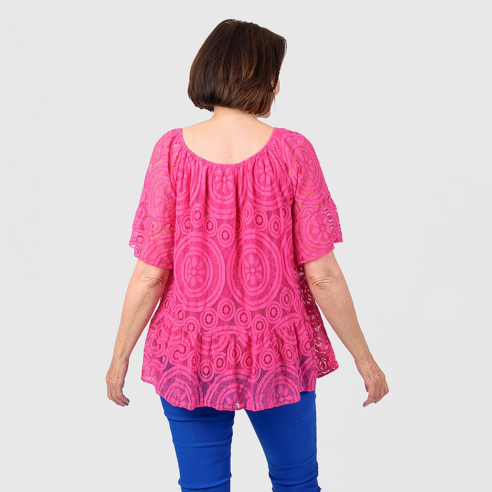 Mudflower Lace Top (One Size) - Pink