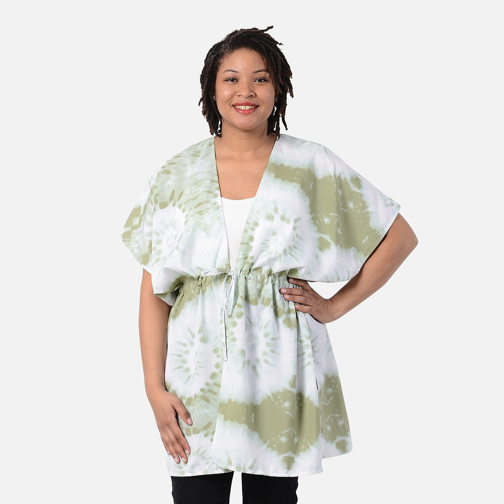Voile Shirt with Waist Belt (One Size) - Light Green