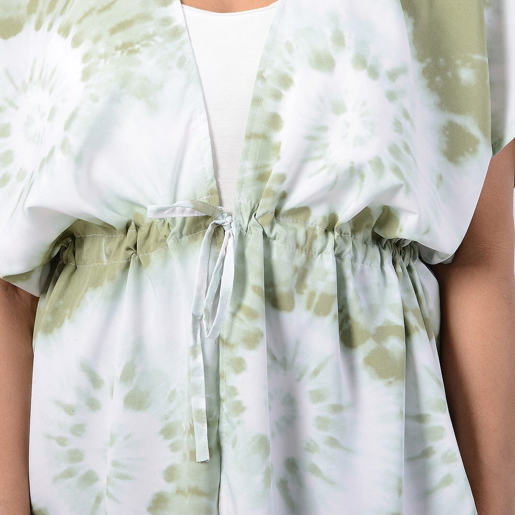 Voile Shirt with Waist Belt (One Size) - Light Green