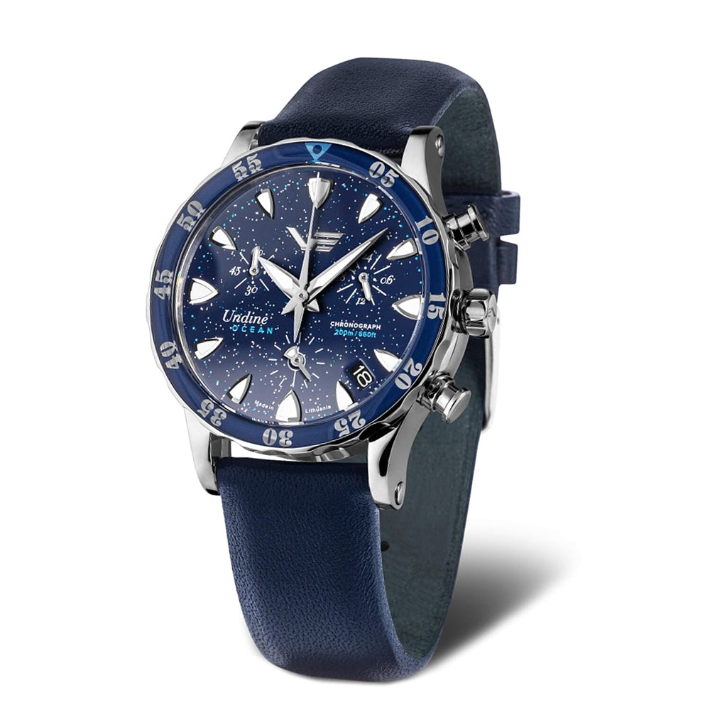 Vostok Europe Undine Quartz Movt. 20ATM WR Blue Dial Ladies Watch with Blue Colour Leather Strap