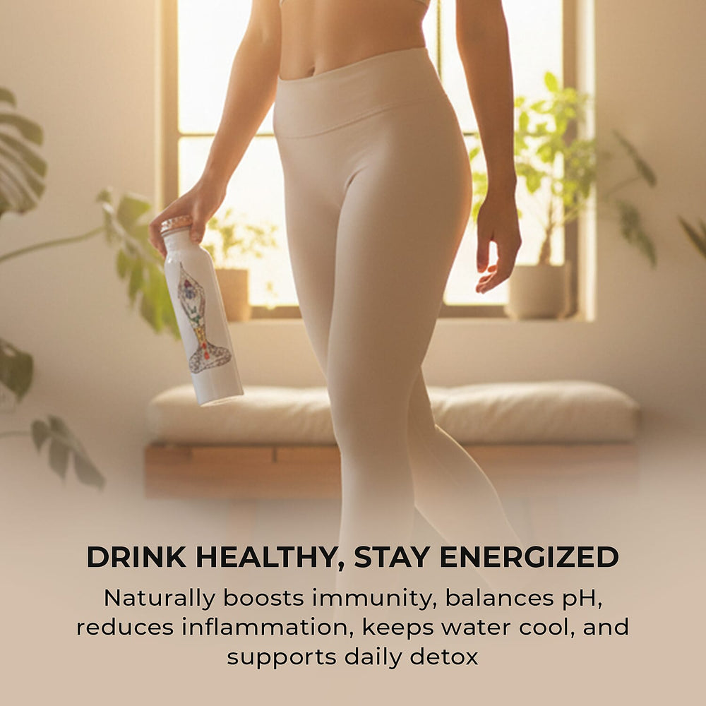 Bliss - Beyond Seven Chakra 32oz Copper Water Bottle - White - Multi