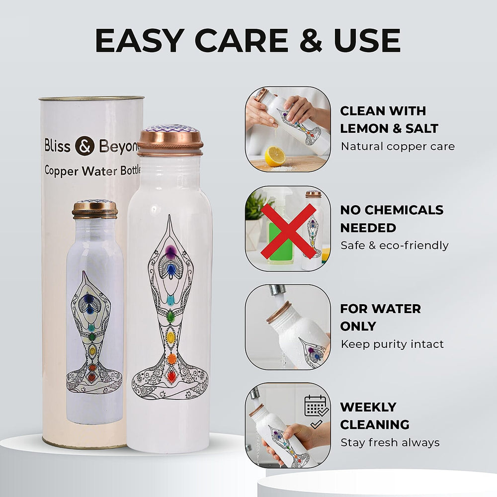 Bliss - Beyond Seven Chakra 32oz Copper Water Bottle - White - Multi