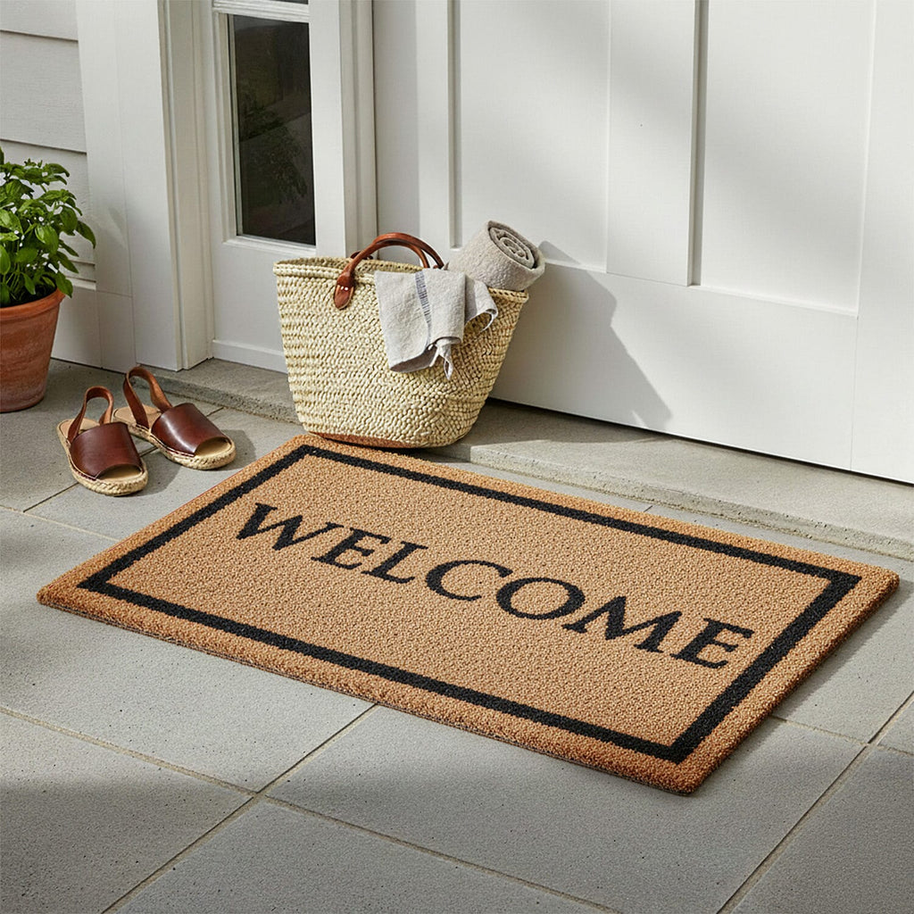 WELCOME Vinyl-Backed Coir Tufted Printed Doormat (45x75cm) - Brown