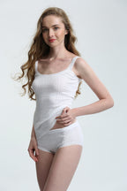 White Swans Ladies 100% Cotton Classic Pointelle Knit Camisole Top (Size L)
