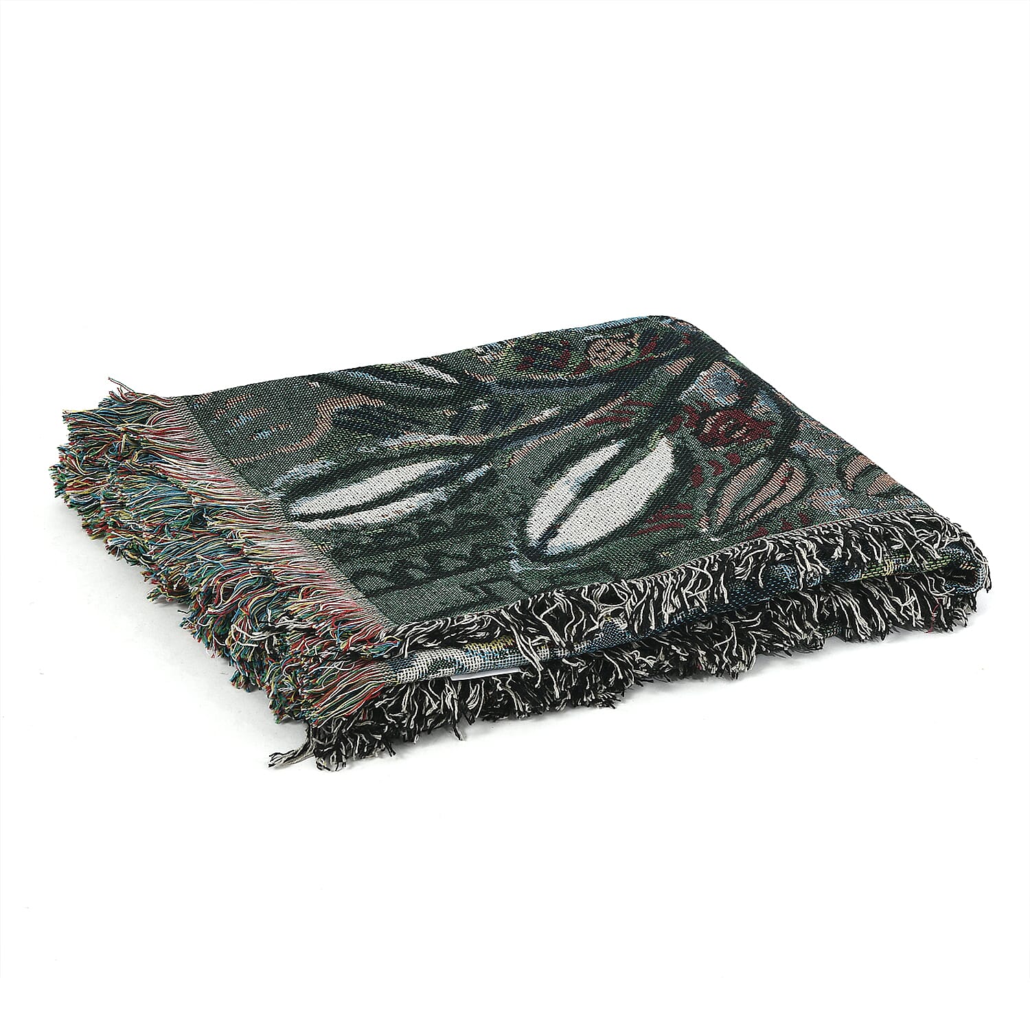 Soft Woven Jacquard Couch Throw - Wall Hanging (Size 152x127cm) - Black