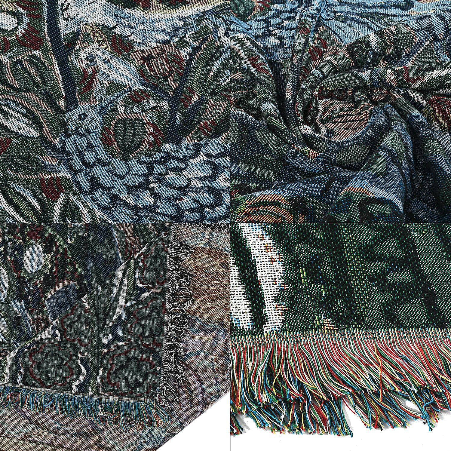 Soft Woven Jacquard Couch Throw - Wall Hanging (Size 152x127cm) - Black