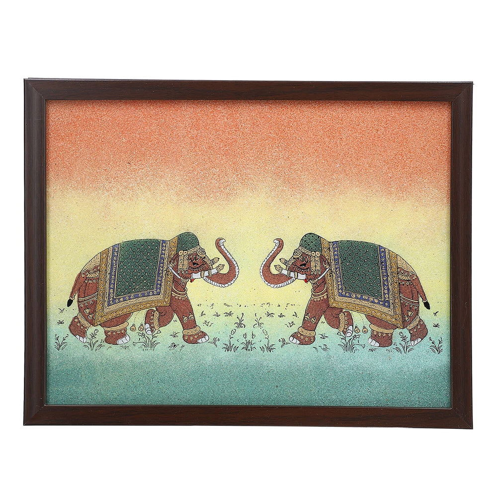 Made from Genuine Gemstone Hand Made Wall Art (Size 25x33x1 cm) - Elephant