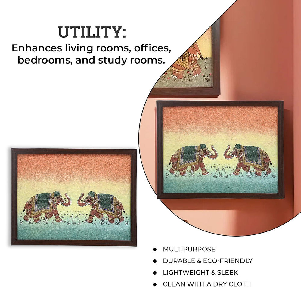 Made from Genuine Gemstone Hand Made Wall Art (Size 25x33x1 cm) - Elephant