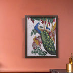 Made from Genuine Gemstone Hand Made Wall Art (Size 25x33x1 cm) - Peacock