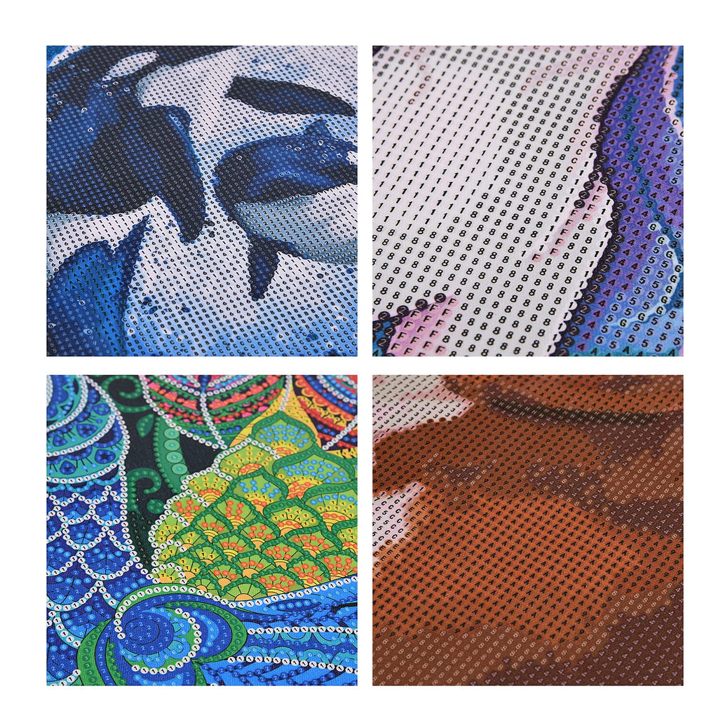 Set of 4 Canvas DIY Diamond Paintings (35 x 35 cm) - Multicolour